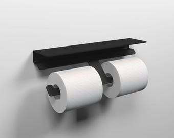Modern Double Toilet Paper Holder With Cell Phone Stand/Shelf