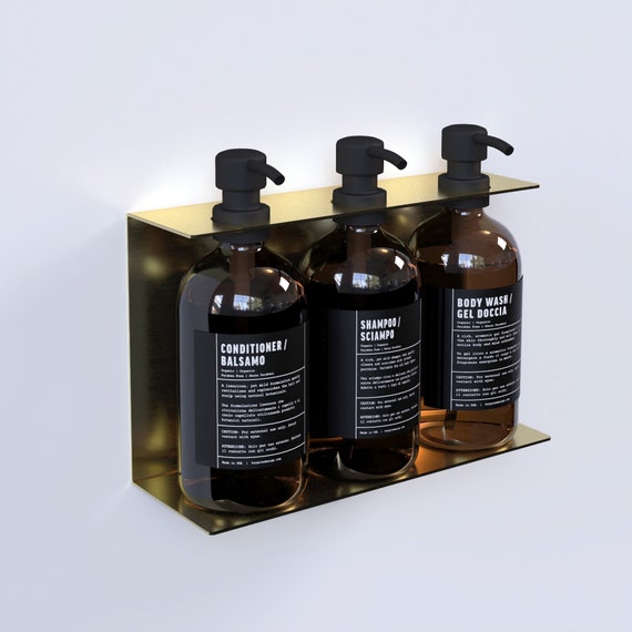 Brass Luxury Soap Dispenser Holder, Modern Metal Bathroom Shower Hardware 