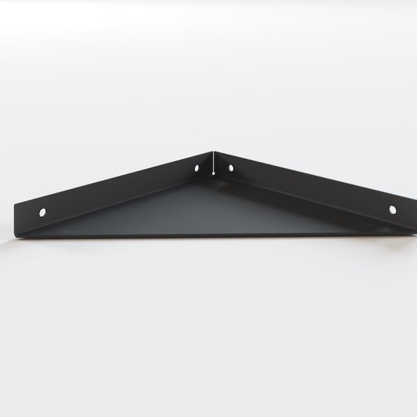 Metal Triangle Corner Wall Shelf, Multiple Sizes Available, Black or White Steel;