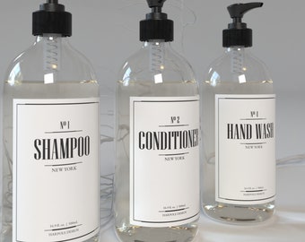Refillable Plastic Soap Bottle: Clear or Amber, Modern Spa Style