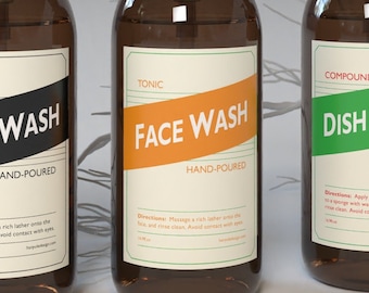 Vintage Waterproof Soap Bottle Labels: Shampoo, Conditioner, Hand Wash