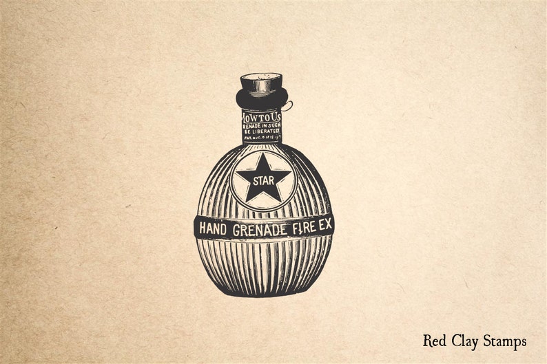 Grenade Rubber Stamp 2 x 2 inches Etsy