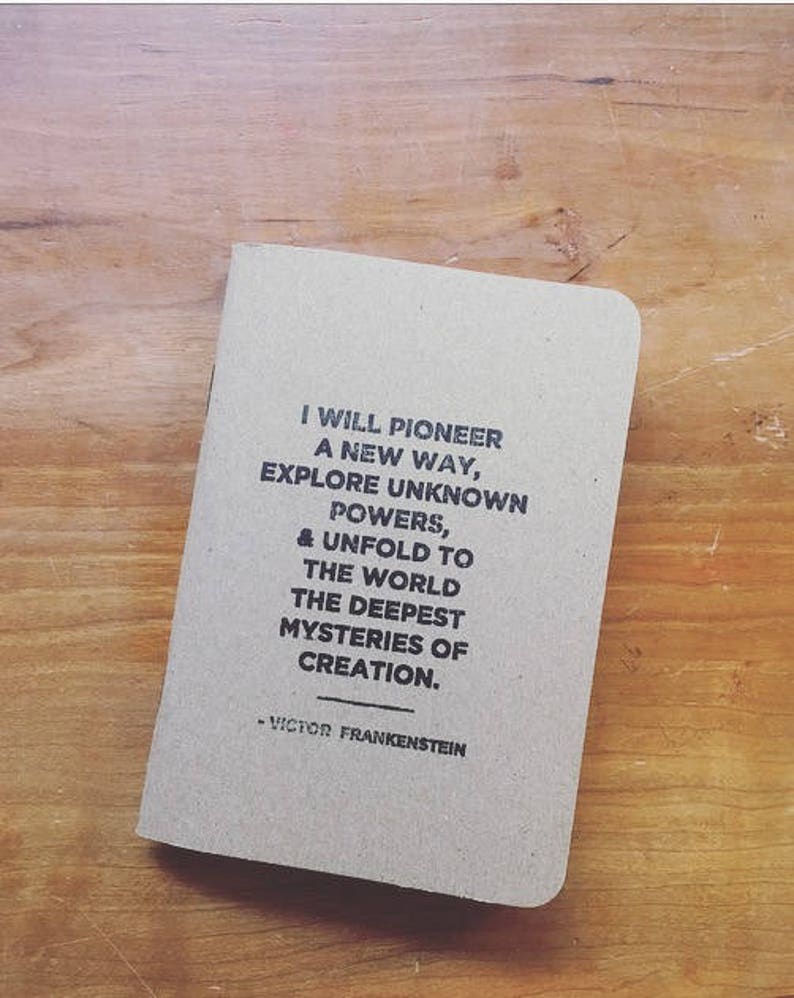 Victor Frankenstein Quote Pocket Notepads Hand Stamped Usa Made 100 Recycled Paper - 