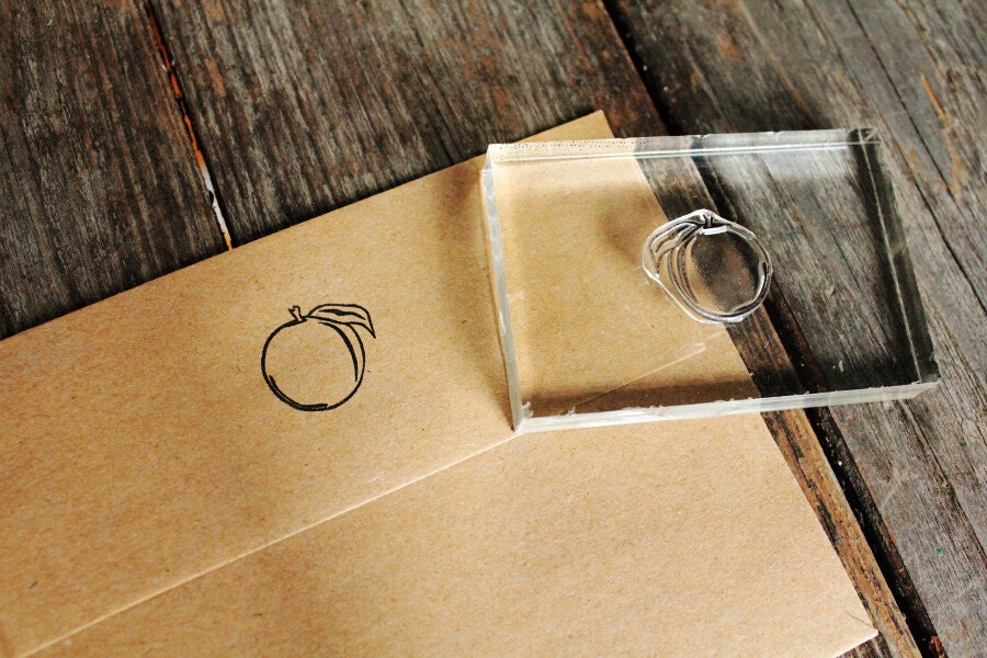 Peach Stamp 1x1 Southern Rubber Stamp Etsy