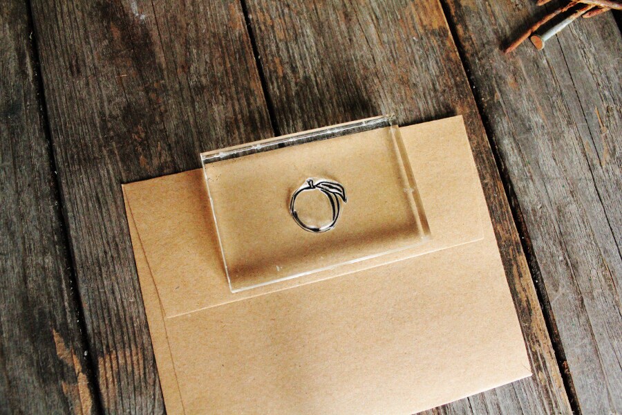 Peach Stamp 1x1 Southern Rubber Stamp Etsy