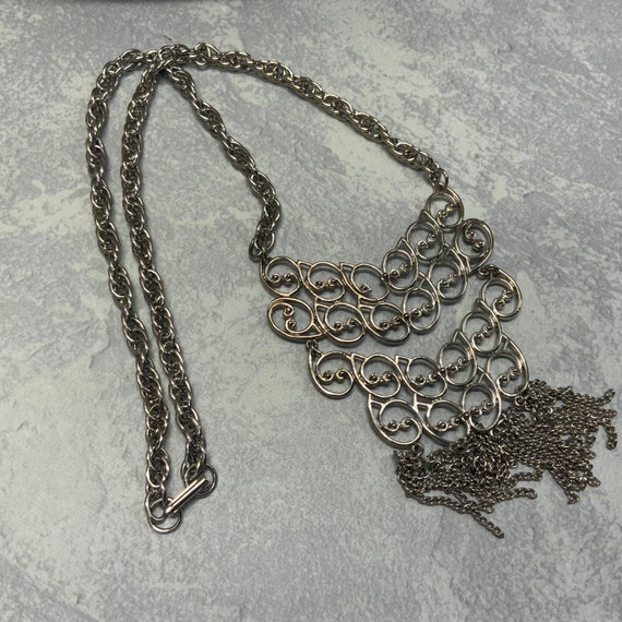 Vintage retro 70s swirling boho chain tassel neck… - image 4