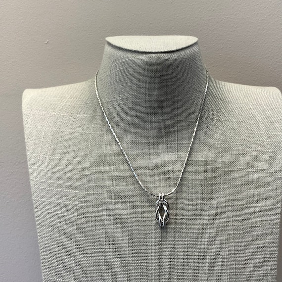 Silver tone napier knot pendant necklace - image 1