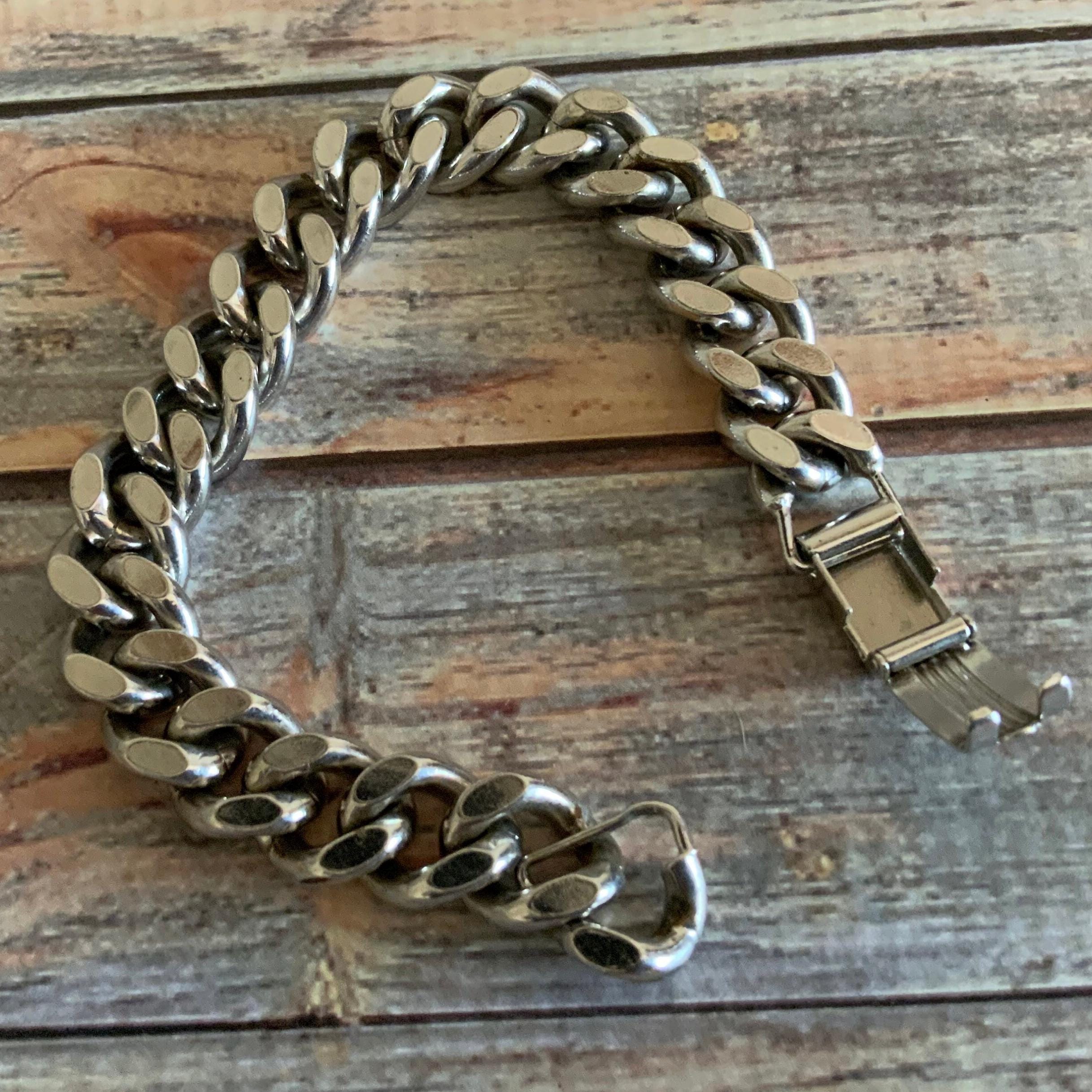 Vintage Coro Pegasus Silver Tone Curb Chain Bracelet Chunky Link