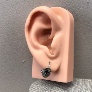 Vintage 1960s silver tone screw back cross earrings