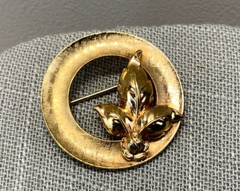 INC 1/20th 12k gold filled circle brooch with rose