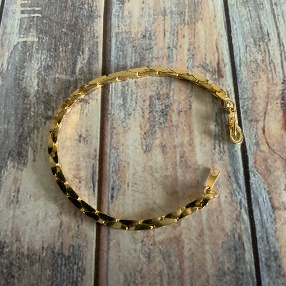 Vintage simple gold tone serpentine chain bracele… - image 5