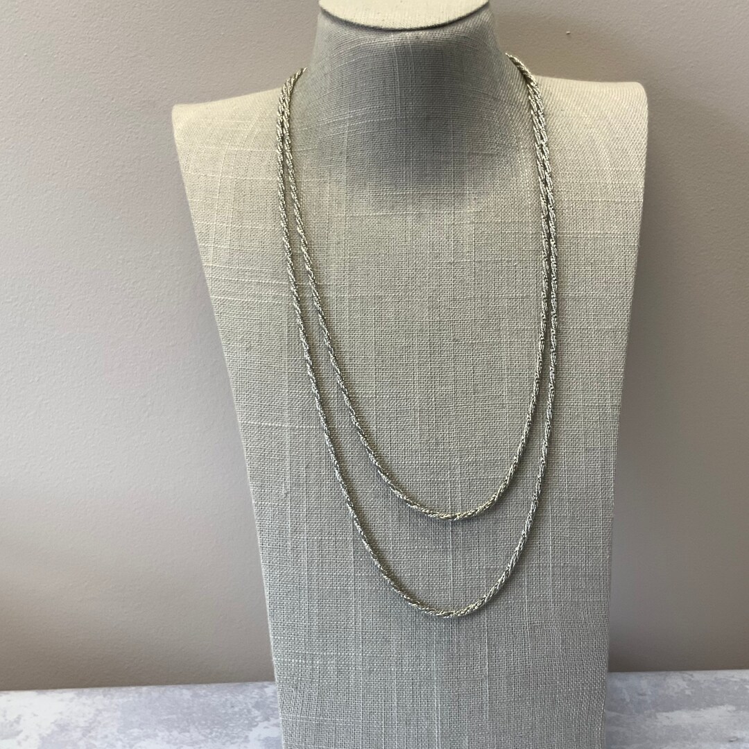 Twisted Double Strand Rope Chain Necklace in Rustic Silver Etsy