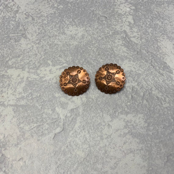 Bell copper south western concho clip on earrings - image 5
