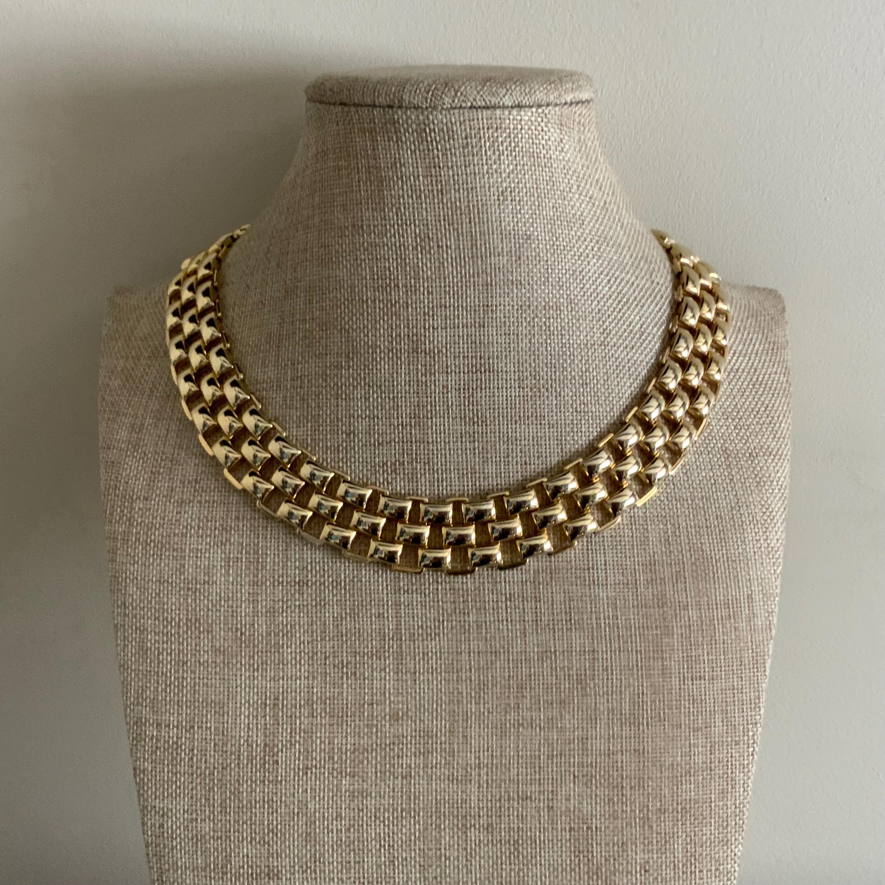 Vintage Chunky Heavy Brick Chain Panther Link Chain Collar 80s