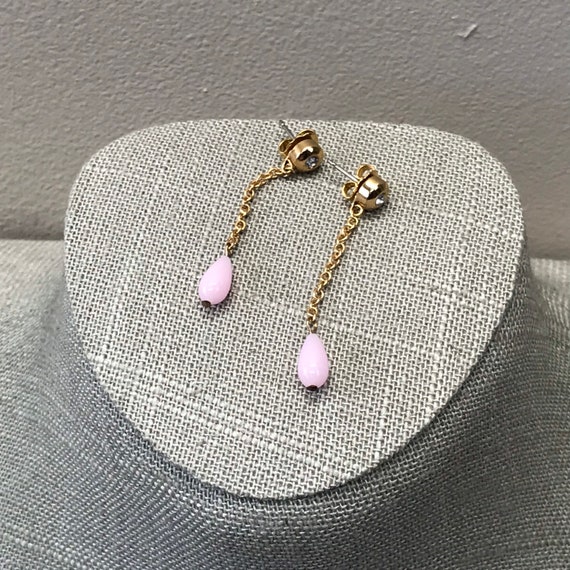 Delicate Avon pink dangle tear drop earrings - image 5