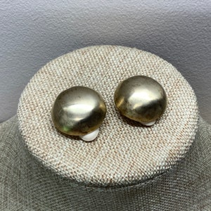 Signed LES BERNARD gold tone domed circle clip on earrings see pictures