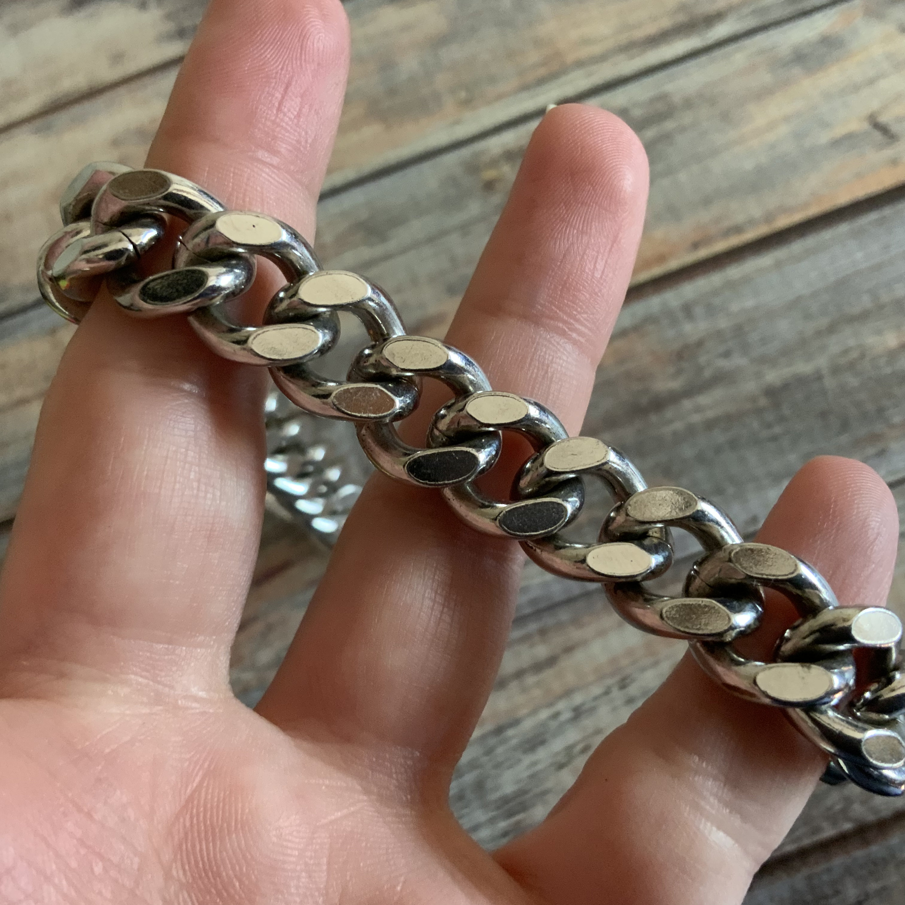 Vintage Coro Pegasus Silver Tone Curb Chain Bracelet Chunky Link
