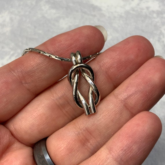 Silver tone napier knot pendant necklace - image 3