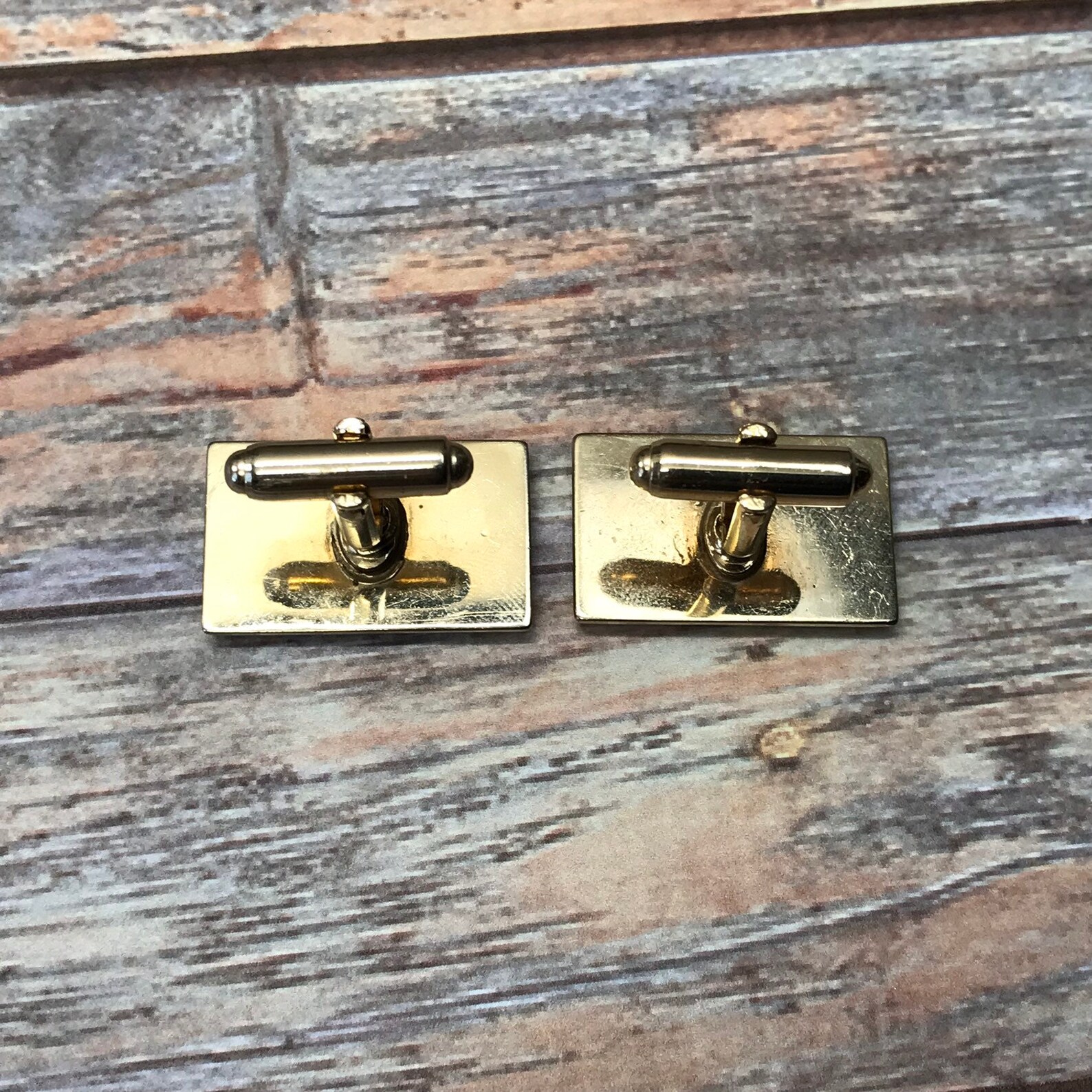 Vintage Retro Rectangular Anson Cufflinks in Gold Tone Metal Etsy