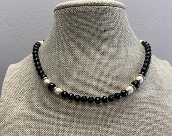 Napier black and white faux pearl beaded necklace #2