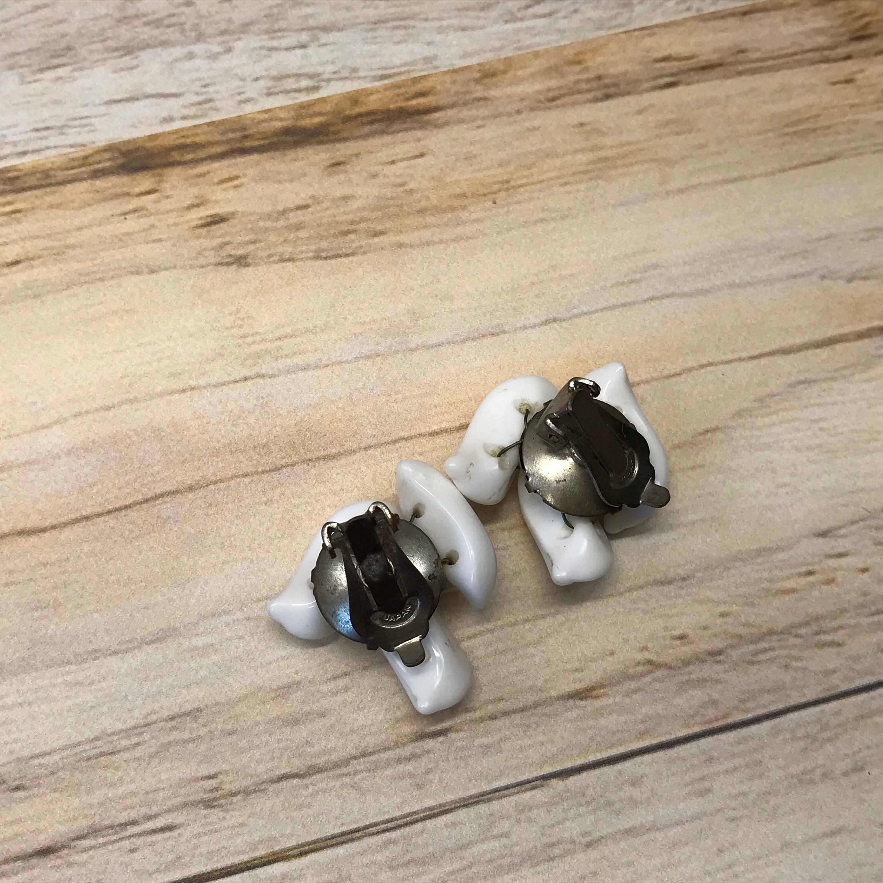 White Glass Bead Made in Japan Clip on Earrings | Etsy