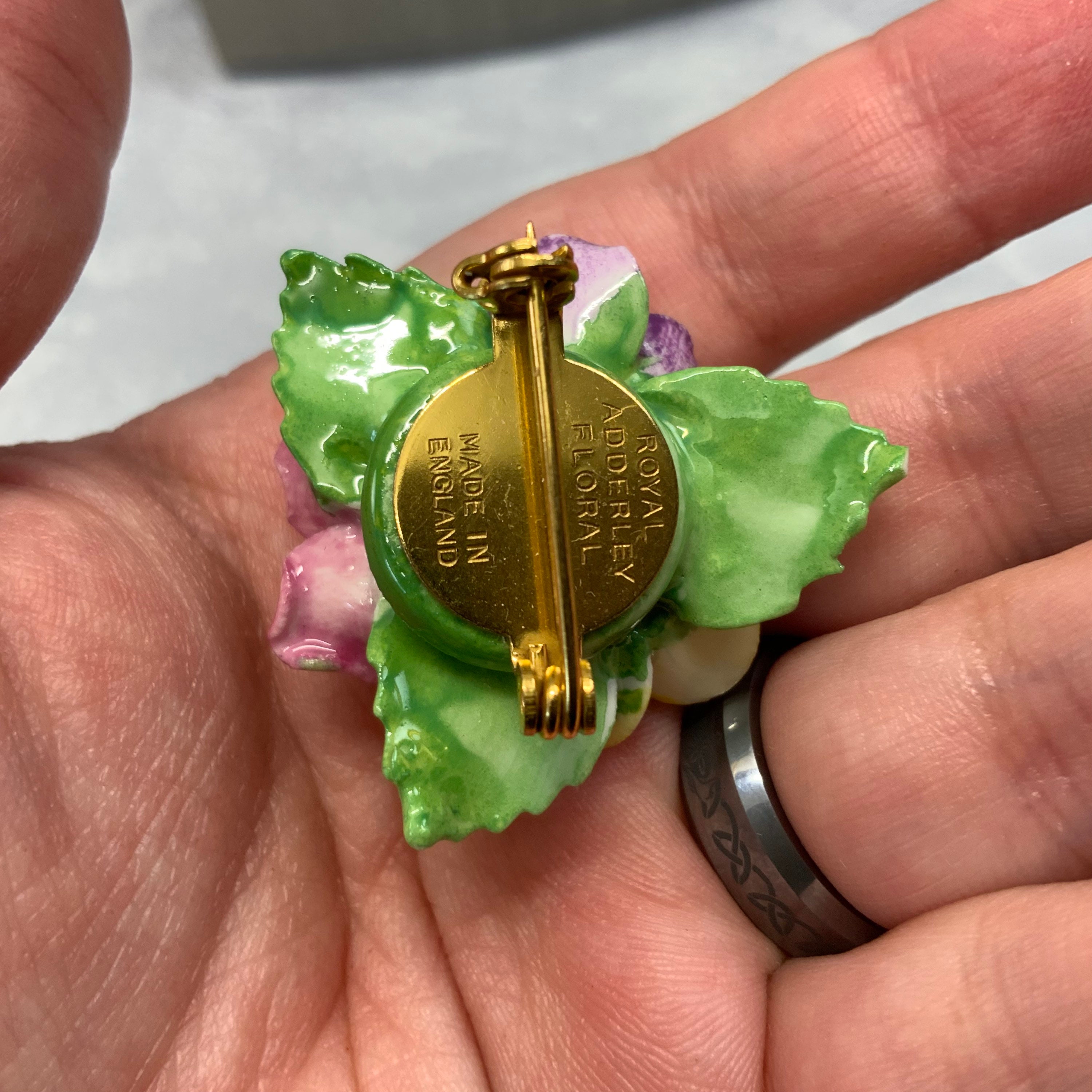 Royal adderley floral best sale brooch