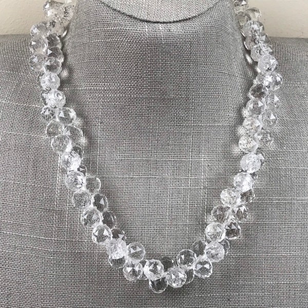 Faceted plastic lucite crystal faceted cluster beaded necklace with gold tone spring ring clasp