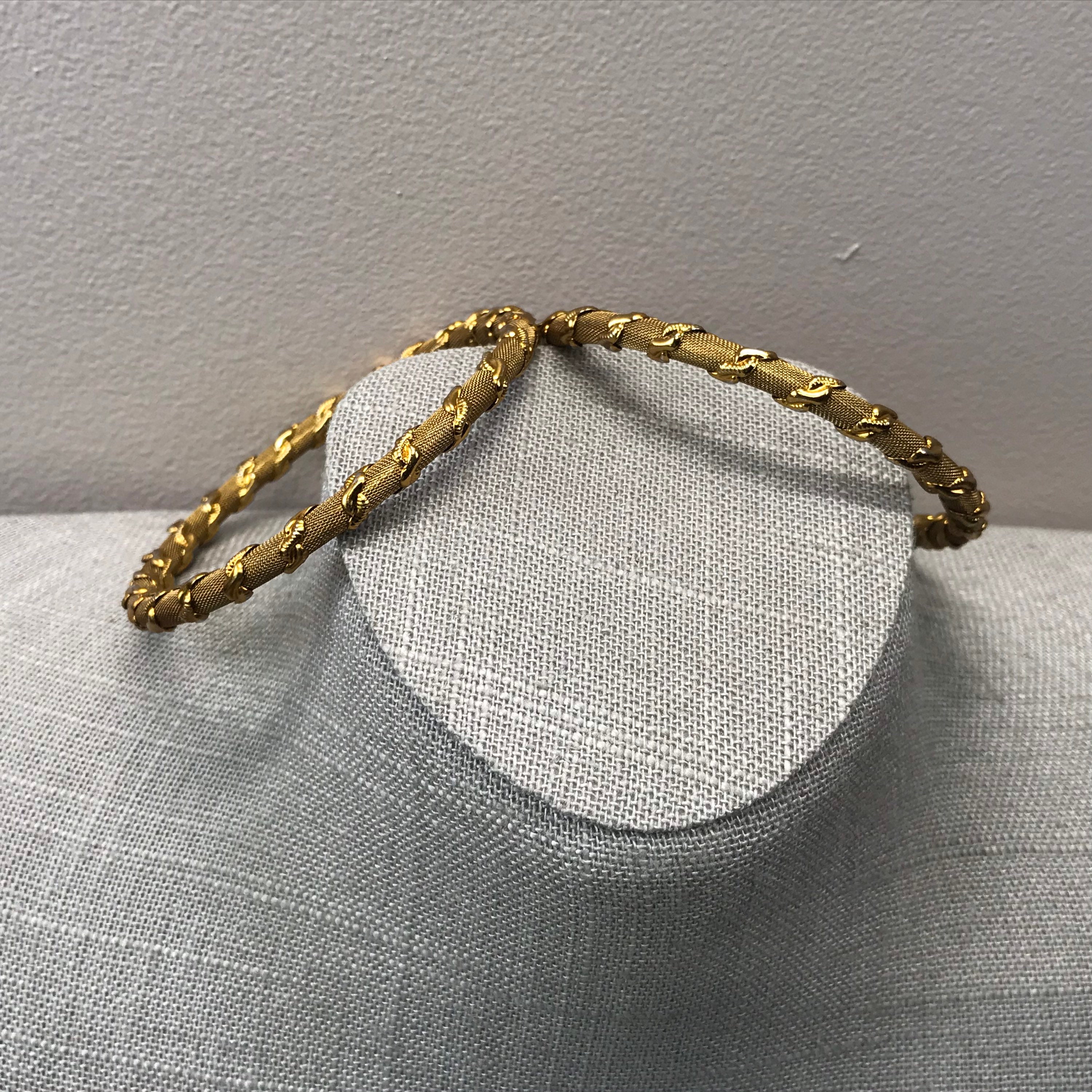 Vintage twisted mesh gold tone bangle bracelets | Etsy