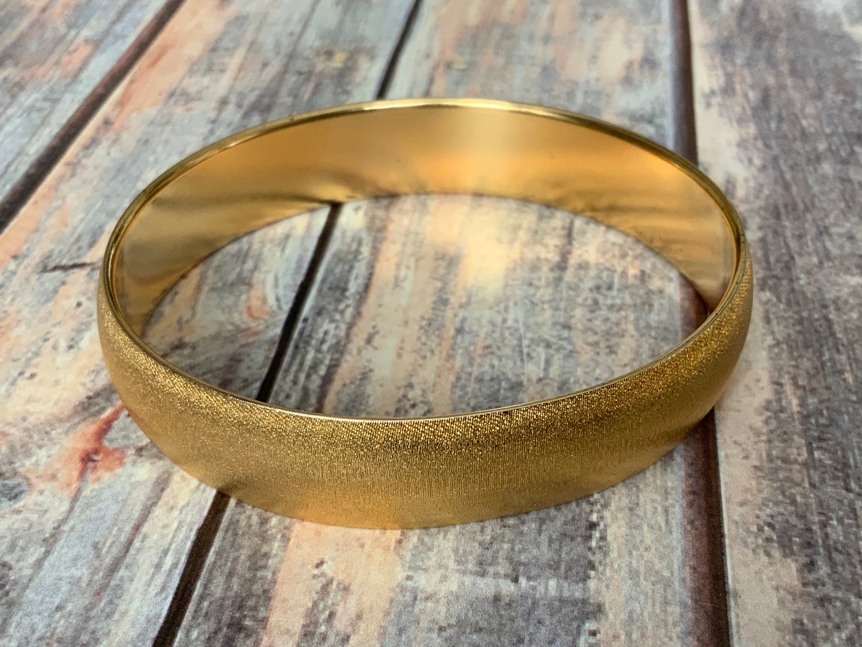 Brushed Gold Tone Monet Wide Bangle Bracelet - Etsy