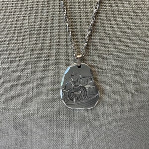 Pewter Sea man pendant necklace in silver tone metal