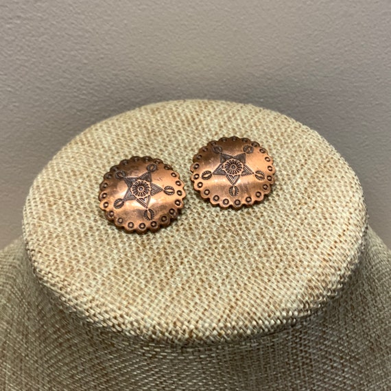 Bell copper south western concho clip on earrings - image 4