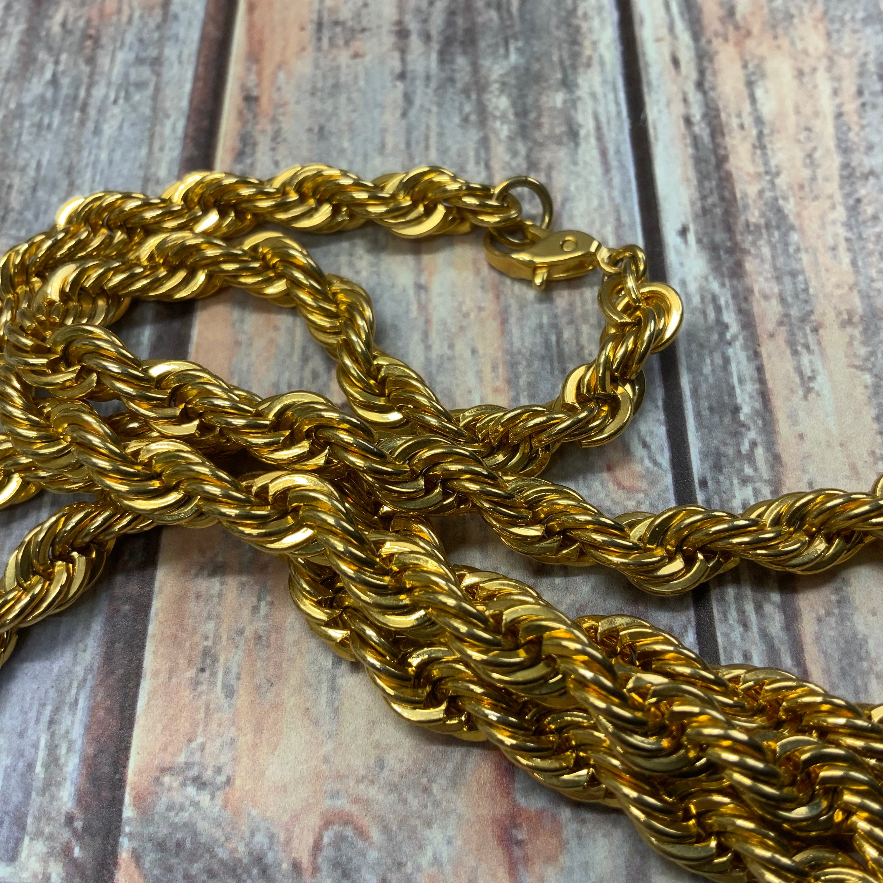 Braided/Twisted Wheat-style Chain, Extra Petite, Gold-tone Finish