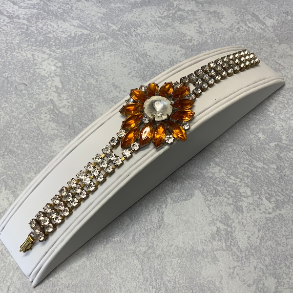 Husar D orange topaz rhinestone bracelet in brass