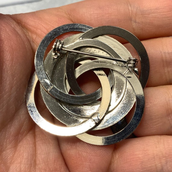 Swirling interlocking loop joint brooch in silver… - image 5