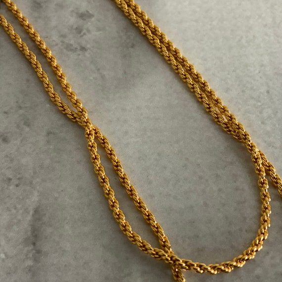 Layered Bright Gold Tone Rope Chain Double Chain Necklace With