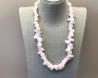 Pale pink stone beaded necklace dyed pink quartz