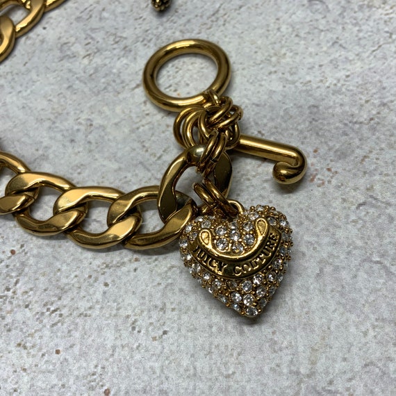 Juicy Couture Goldtone Crystal Heart Logo Chunky … - image 2