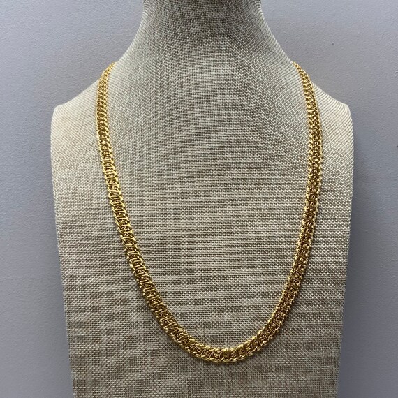 Vintage woven Monet chainmail necklace in gold to… - image 1