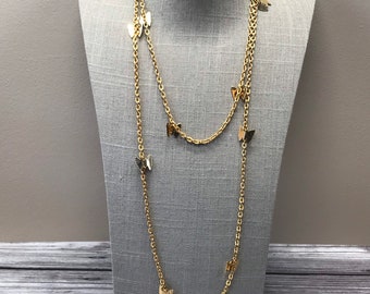 Vintage Sarah Coventry “Flutter Byes” Butterfly Chain Necklace with gold tone textured chains