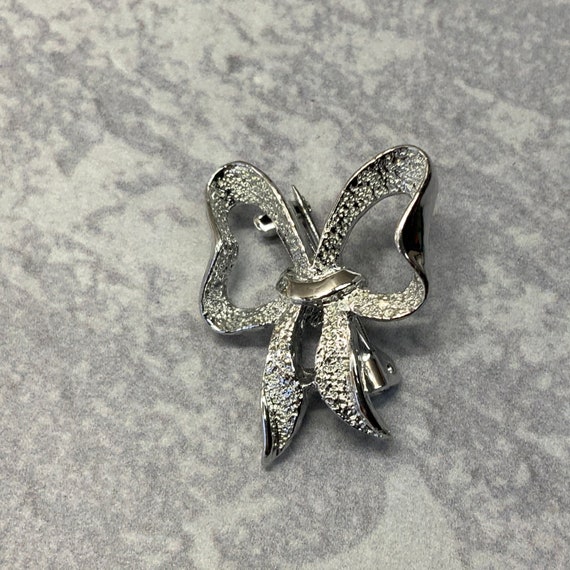 Vintage Silver Branch Ribbon Brooch