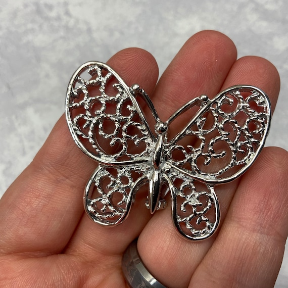Silver dipped gerrys filigree butterfly brooch