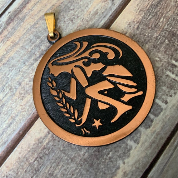 Vintage solid copper Coppercaft wheat farmer woma… - image 1