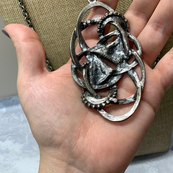 Signed NAPIER antique silver woven celtic knot pe… - image 3