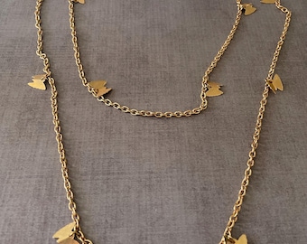 Vintage Gold Tone Delicate Chain Necklace Diamond Cut Link Minimal Layering Necklace 90s
