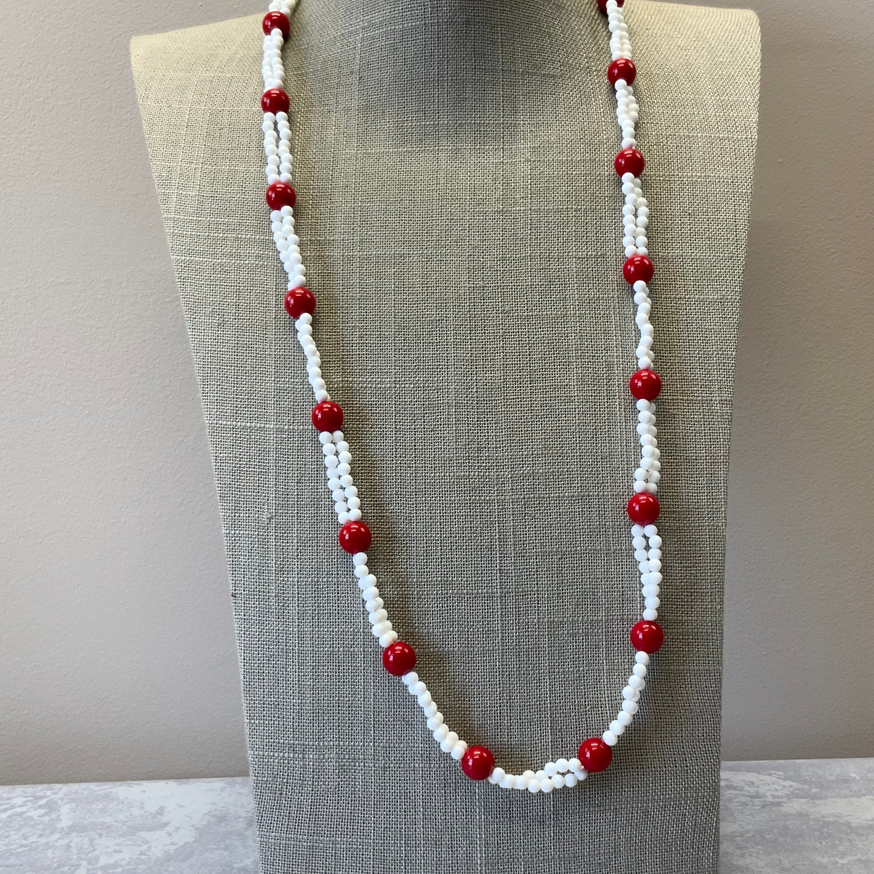 Beaded Necklace (Red/White) | University Book Store