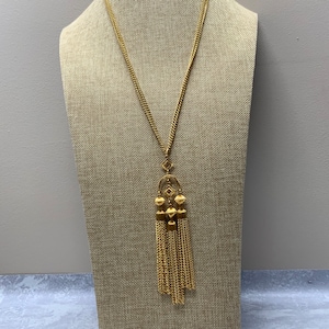 Crown Trifari 1960s Gold Tone Chain Tassel Statement Necklace - Etsy