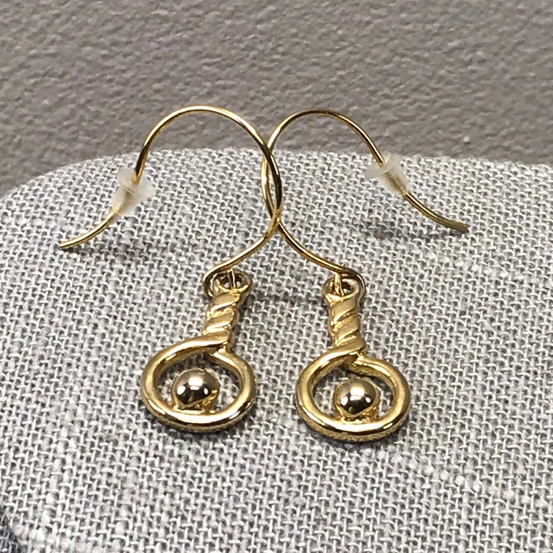 Vintage Pierced Gold Tone Tennis Racket Earrings Etsy