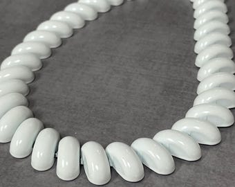 Vintage Napier White Enamel Necklace Gold Tone Bar Link Choker 80s Sculptural Statement Necklace