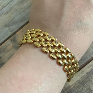 Vintage gold plated brick chain panther link bracelet