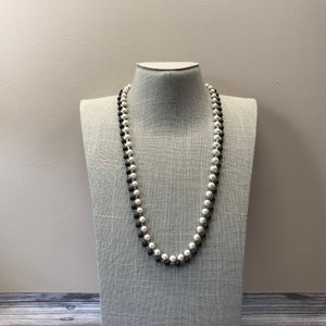 White and black braided acrylic bead necklace